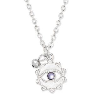 INSPIRED LIFE SILVER TONE EVIL EYE NECKLACE